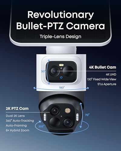 eufyCam S4, triple lente Bullet-PTZ con vista 360°