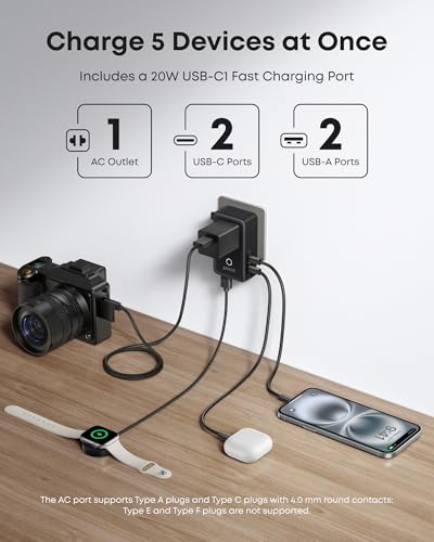 Anker Nano Travel Adapter, 5-Port Power Adapter