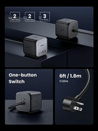 UGREEN 65W Estación de Carga, 3 tomas AC y 4 puertos USB