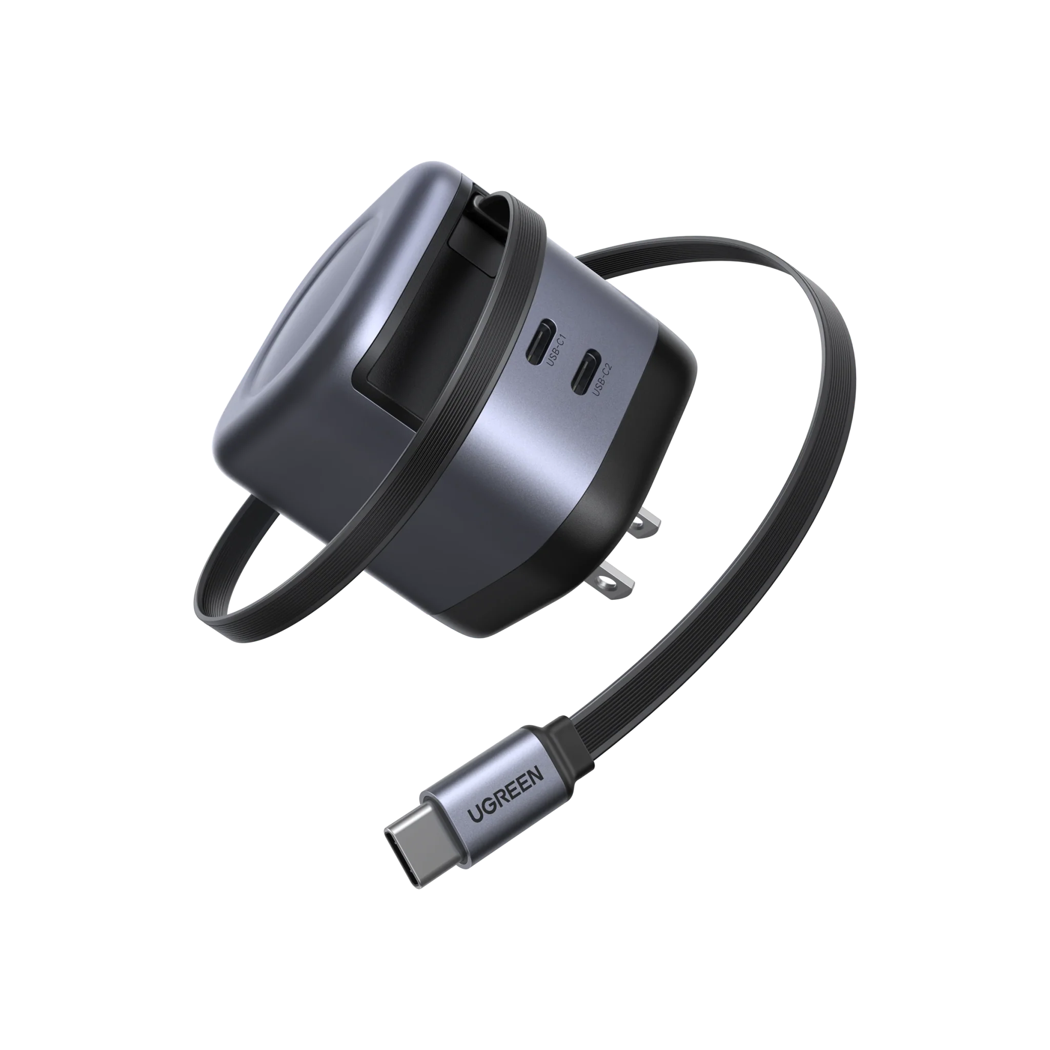 UGREEN Nexode 45W 2-Port Charger with Retractable Cable