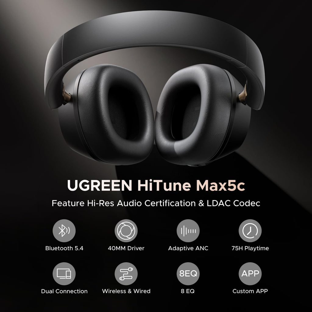 UGREEN HiTune MAX 5C  Bluetooth Headphones (Over-Ear, Noise-Canceling, Hi-Res)