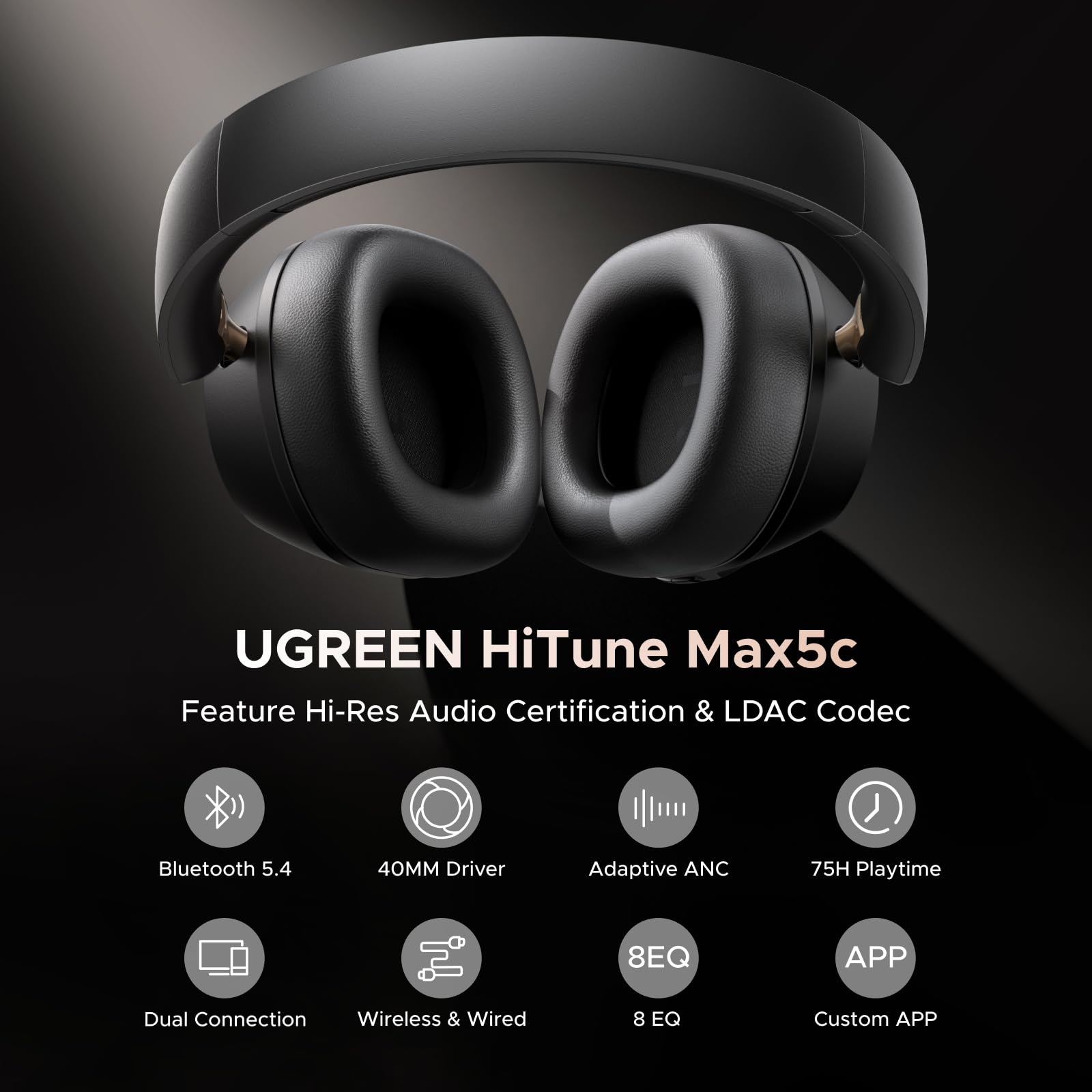 UGREEN HiTune MAX 5C  Bluetooth Headphones (Over-Ear, Noise-Canceling, Hi-Res)