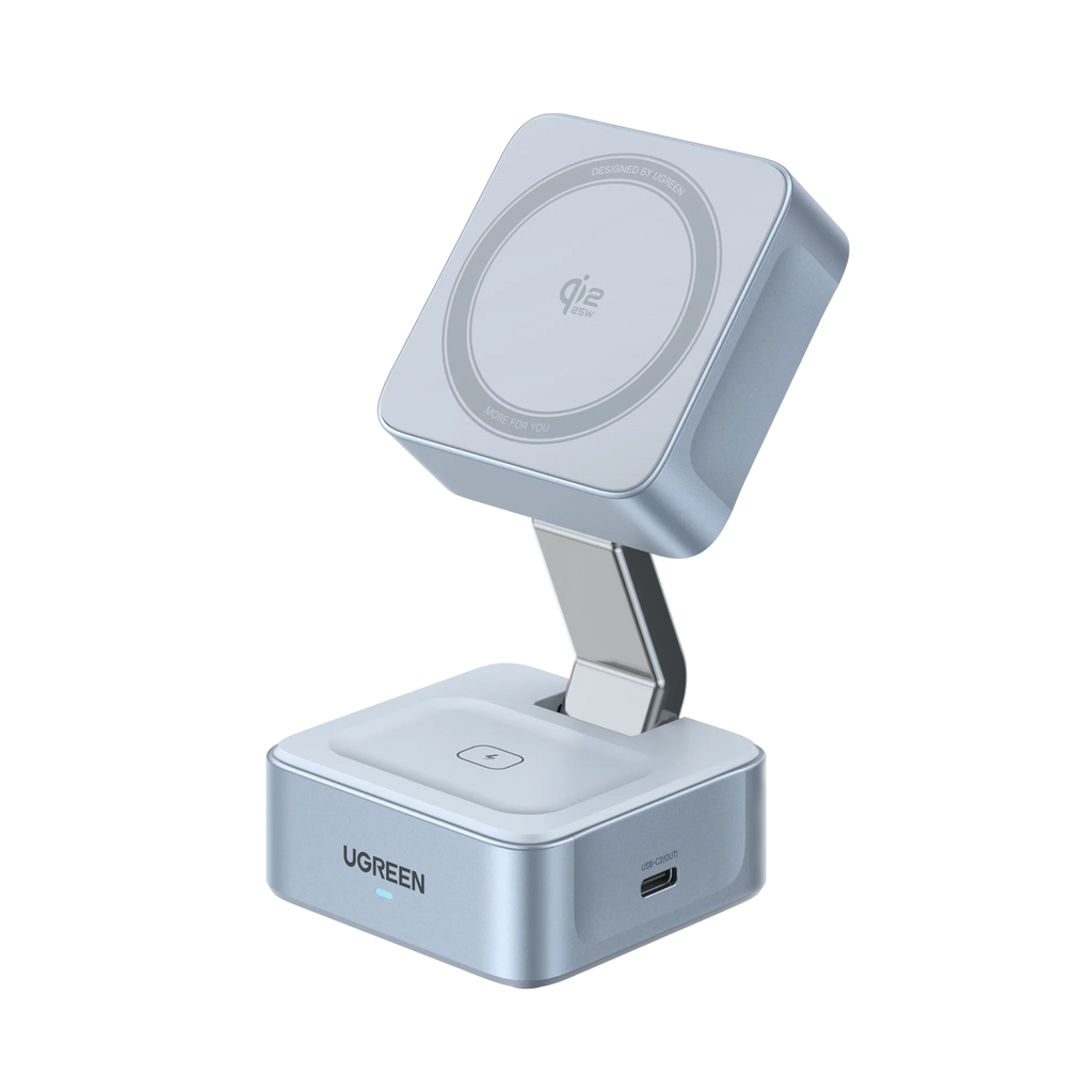 UGREEN MagFlow 2-in-1 Magnetic Wireless Charger (Qi2 25W, MagSafe-Compatible)