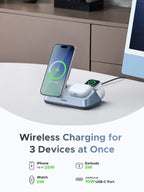 UGREEN MagFlow 3-in-1 Magnetic Wireless Charger (Qi2 25W, MagSafe-Compatible)