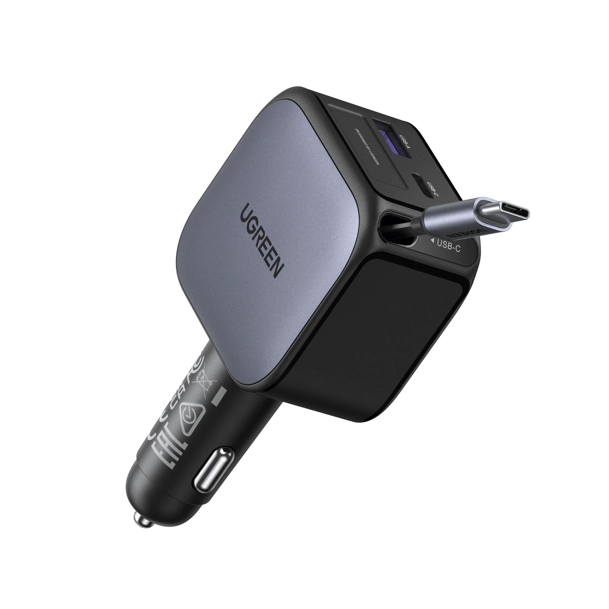 UGREEN Nexode Car Charger 60W with Retractable USB-C Cable
